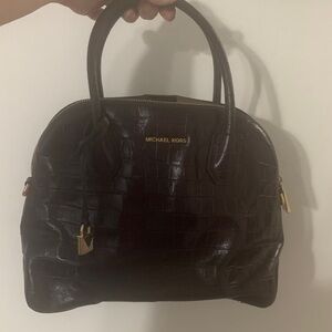 Michael Kors Black Croc-Embossed Satchel